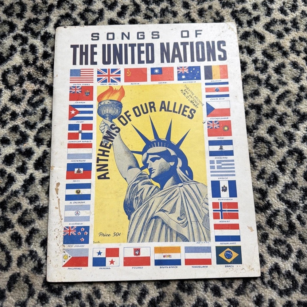 Vintage 1942 'Songs of The United Nations: Anthems of Our Allies' sheet music